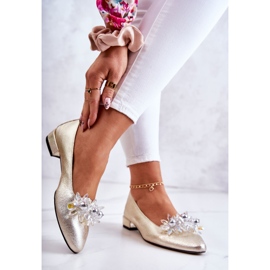 PA2 Kožne balerinke s elegantnim Golden Millany ukrasom zlatni 2
