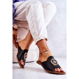 Lewski Shoes Modne kožne papuče Lewski cipele 3132 / O crne crno 2