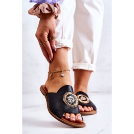 Lewski Shoes Modne kožne papuče Lewski cipele 3132 / O crne crna 1