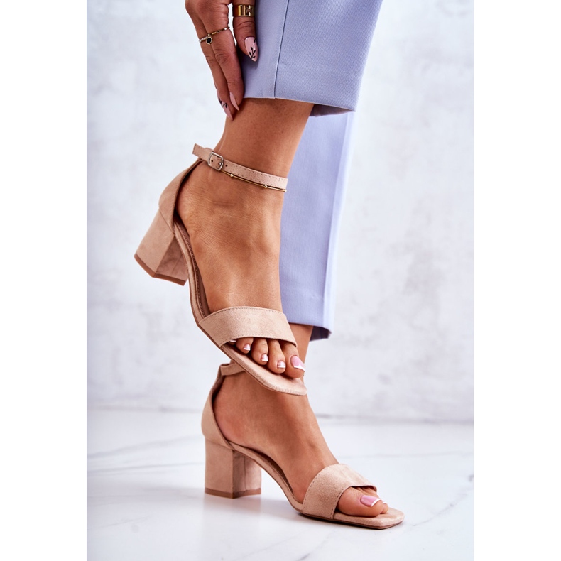 Vinceza Modne antilop sandale na baru Bež Rovena 2