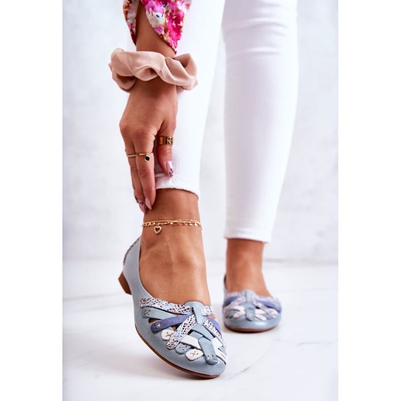 Ženske kožne balerinke Maciejka 01358-34 Svijetlo plave plava 1