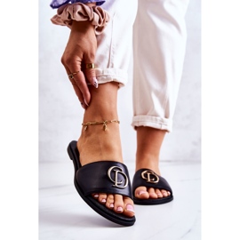 Kožne ženske papuče Nicole 2735 crne crno 1