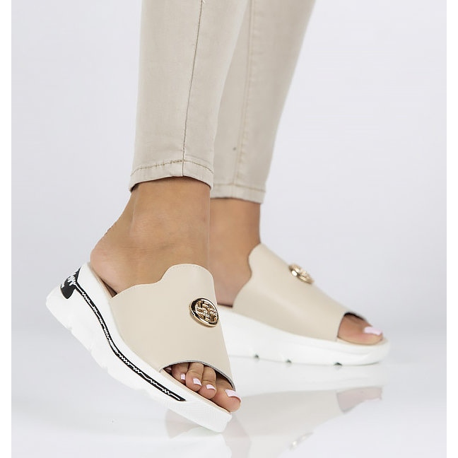 Kožne papuče Filippo DK3872 / 22 Bež 1