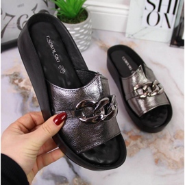 Kožne papuče s lančićem T.Sokolski W SCA161 srebrna srebro 1