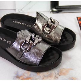 Kožne papuče s lančićem T.Sokolski W SCA161 srebrna srebro 2