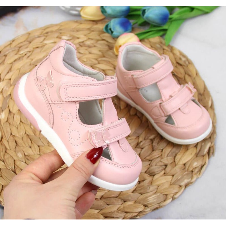 Cipele na čičak ažur American Club Jr AM892B roze ružičasta 1