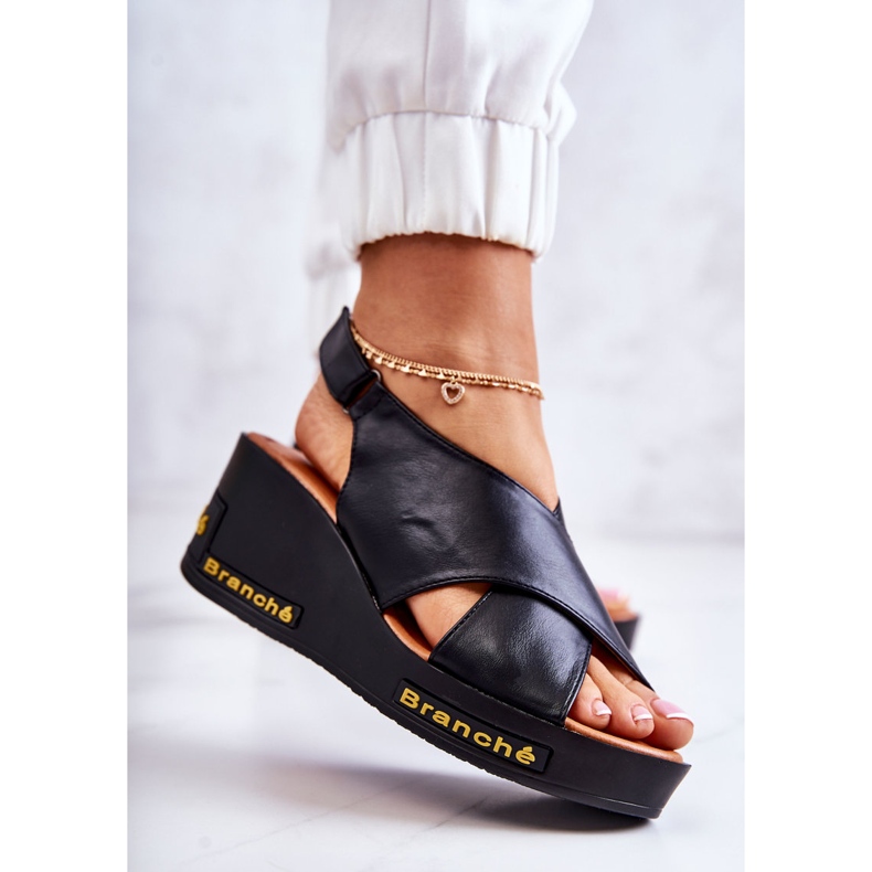 Vinceza Ženske sandale s čičak crnim Amaze crno 2