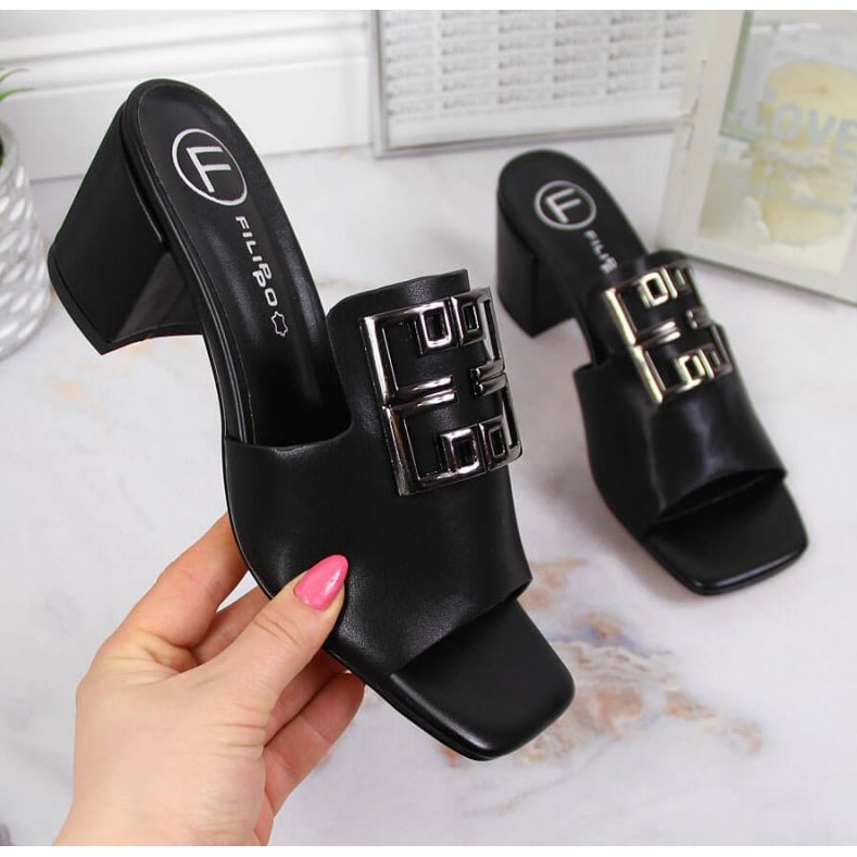 Kožne papuče na post Filippo W PAW353 crne crna 1