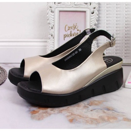 Kožne sandale na klin Filippo W PAW360B zlatne zlatna 2