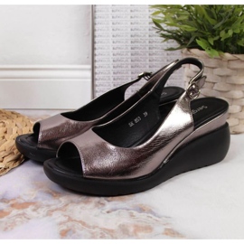 Sergio Leone W SK368B sandale na klin srebrne boje 2