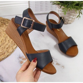 Sandale na klin Sergio Leone W SK376C tamnoplave tamnoplava 1