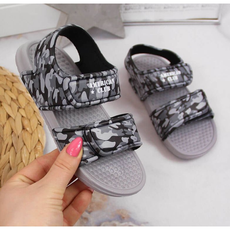Sandale od čičak pjene American Club Jr AM881B sive 1