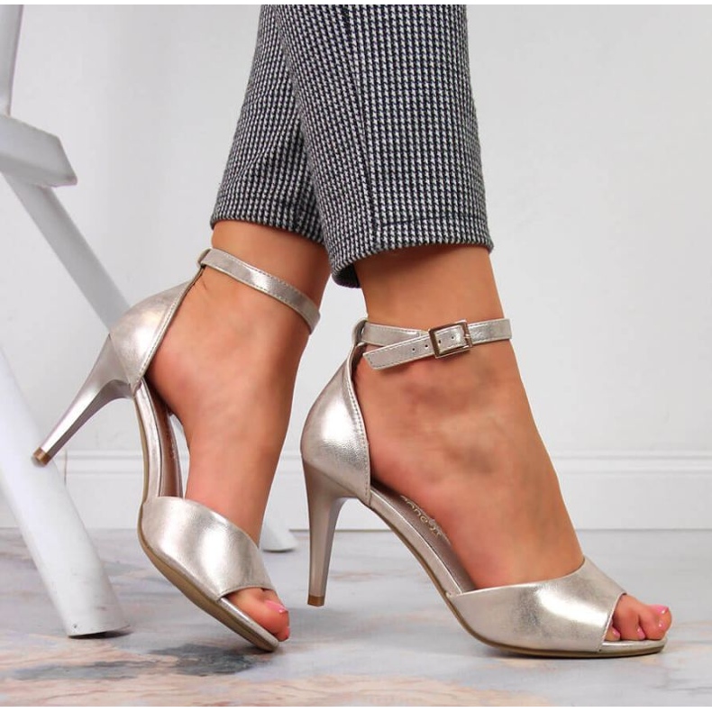 Sandale na visoku petu Sergio Leone W SK374A zlatne zlatna 2