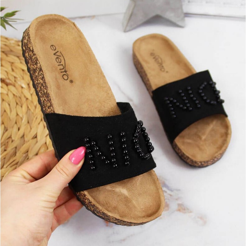 Papuče s perlama eVento W EVE356A crne crno 1