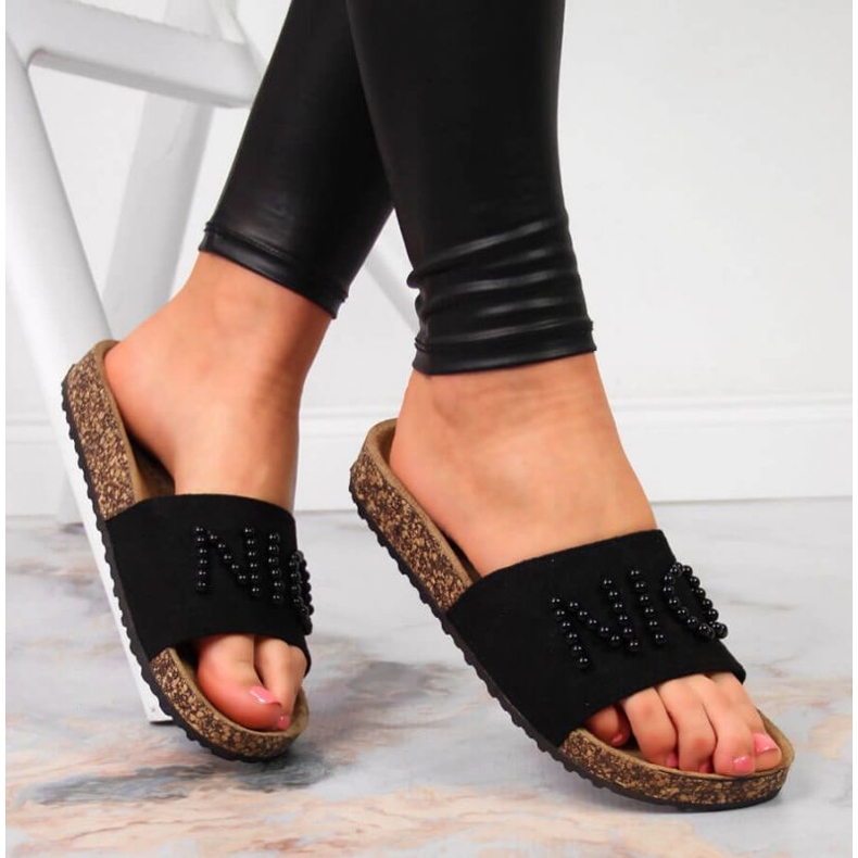 Papuče s perlama eVento W EVE356A crne crno 2