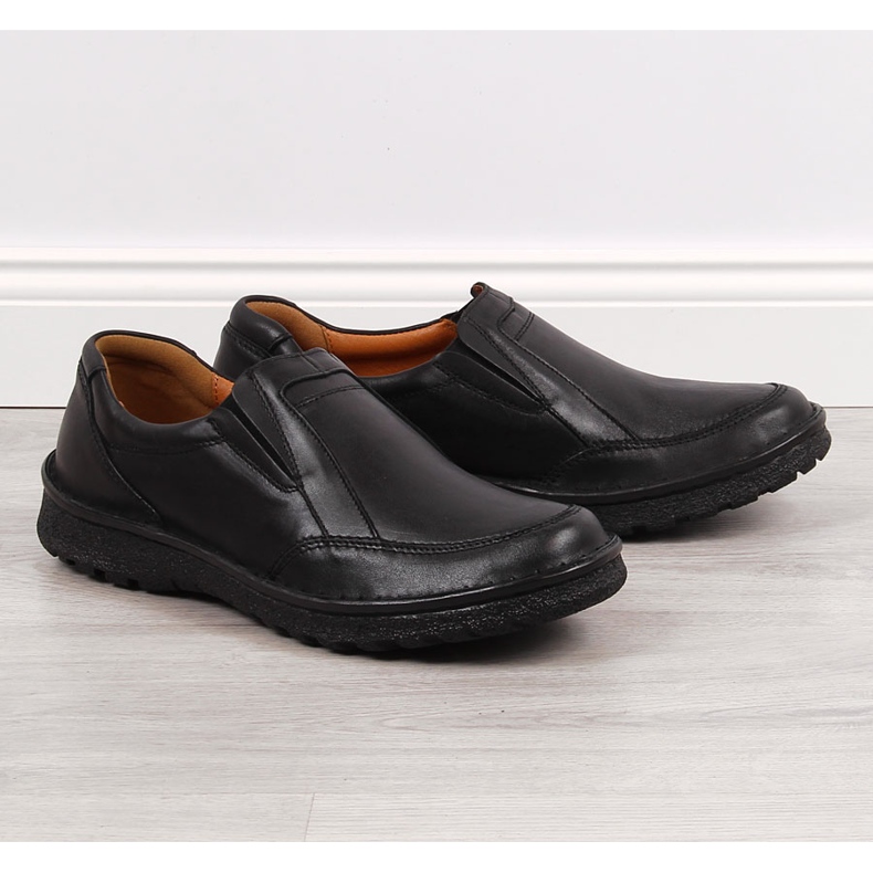 Kožne muške slip-on cipele, crne Łukbut 946 crno 1