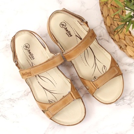 Smeđe Helios 205 udobne ženske sandale od kože smeđa 2