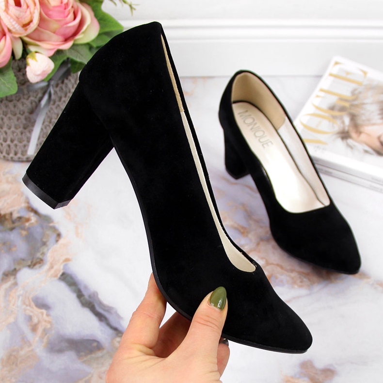 Pumpe na post crni Monique antilop crno 1