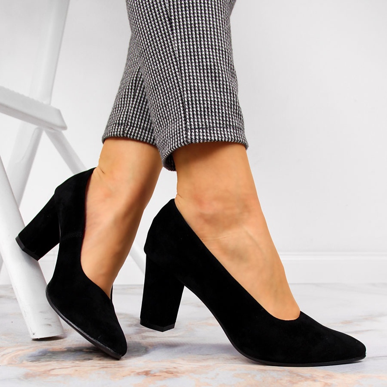 Pumpe na post crni Monique antilop crno 2