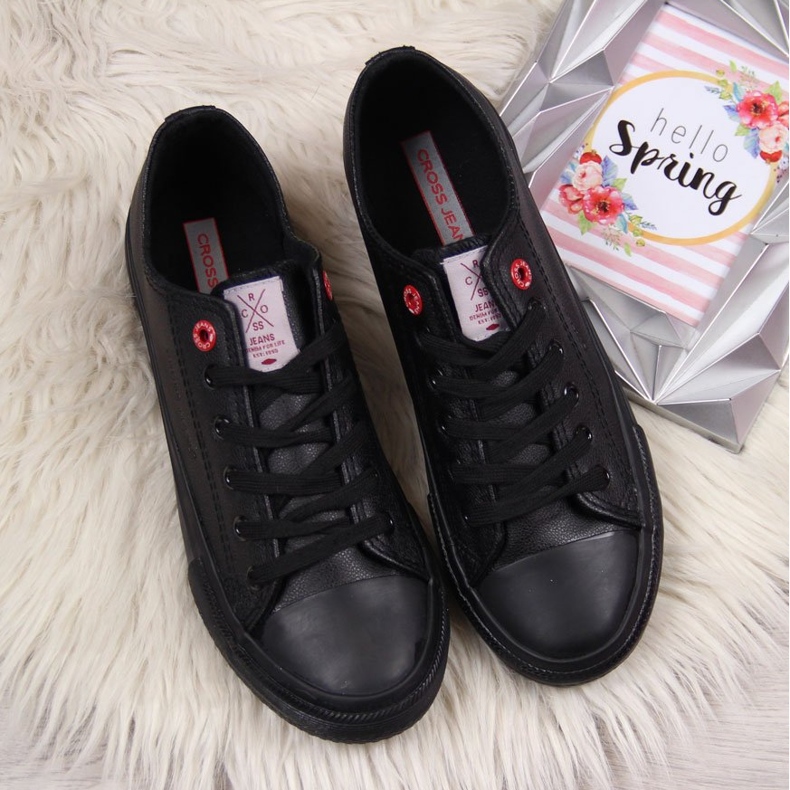 Crne Cross Jeans tenisice od niske eko kože crno 2