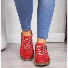 Kožne ženske cipele sa patentnim zatvaračem crvene Helios 357 crvena 1