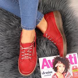 Kožne ženske cipele sa patentnim zatvaračem crvene Helios 357 crvena 2