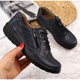 Kožne ženske cipele s patentnim zatvaračem tamnoplave Helios 357 tamnoplava 2