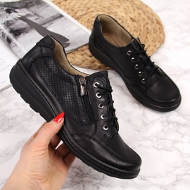 Kožne ženske cipele sa patentnim zatvaračem crne Helios 357 crna 2