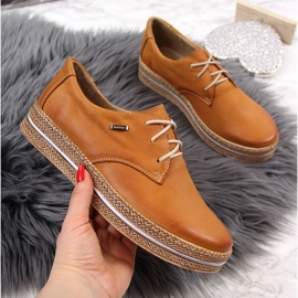 Kožne ženske cipele na platformi svijetlo smeđe Helios 380 smeđa 2