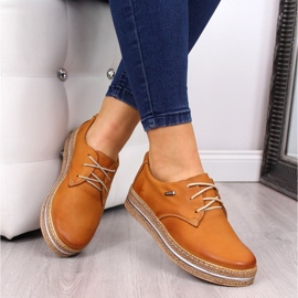 Kožne ženske cipele na platformi svijetlo smeđe Helios 380 smeđa 1