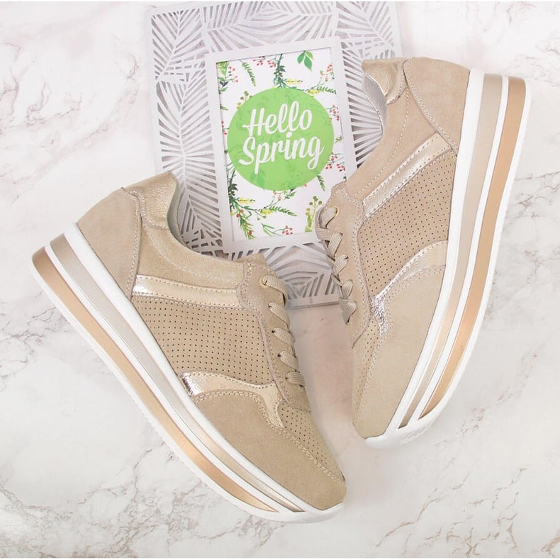 Ženske kožne tenisice na bež platformi Filippo 2