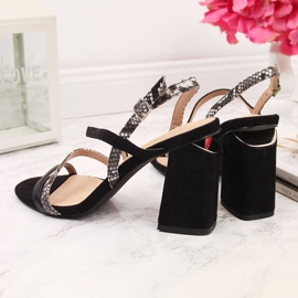 S.Barski Crne ženske sandale na serpentinastom stupu S. Barskog crno 2