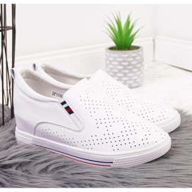 Ženske kožne tenisice na bijeloj ažurnoj klin Filippo bijela 2