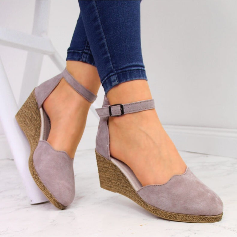 Kožne ženske sandale na klin, prljavo roze Filippo ružičasta 1