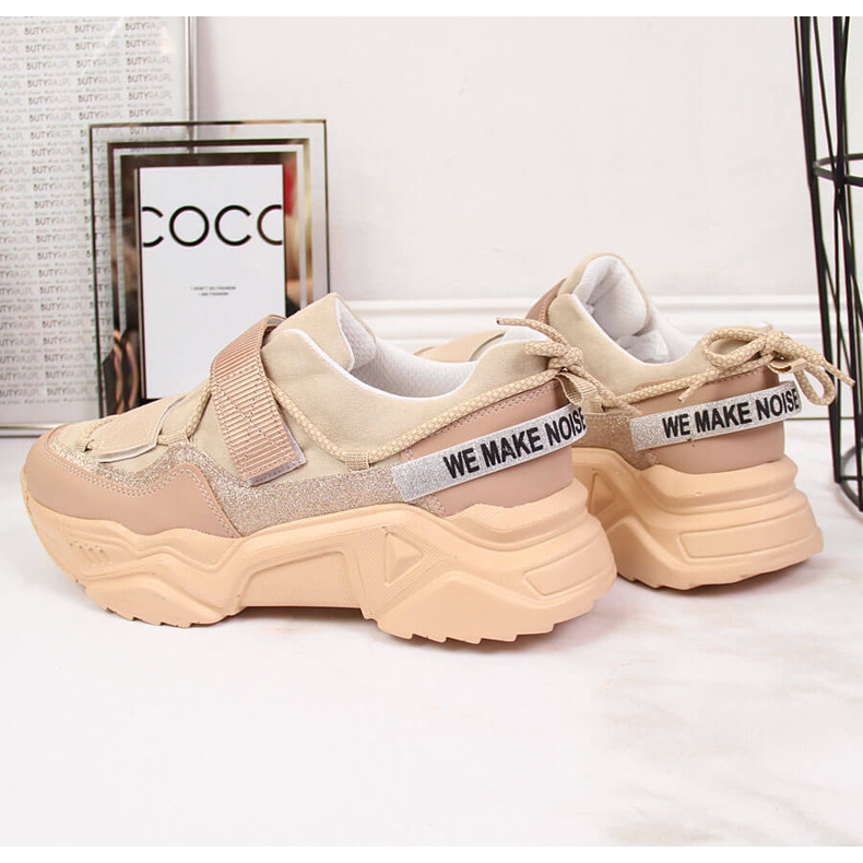 Tenisice na debelom potplatu čičak bež Navy Dot 2