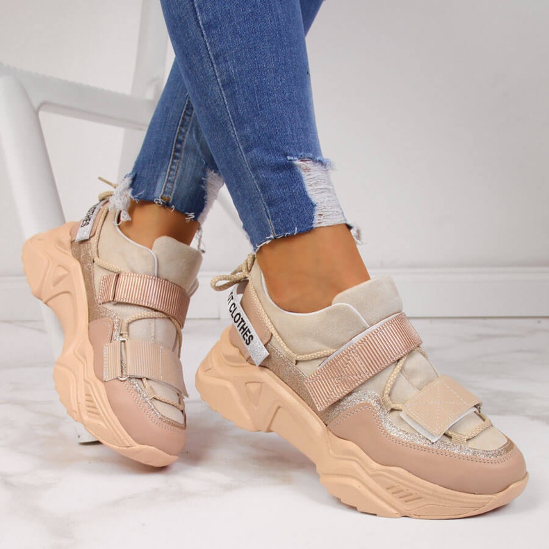 Tenisice na debelom potplatu čičak bež Navy Dot 1