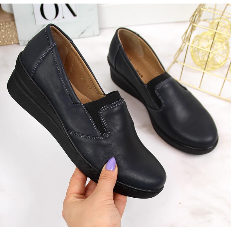 Udobne ženske kožne cipele Helios 349 tamnoplave tamnoplava 2