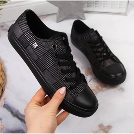 Crne Big Star JJ274100 crne, karirane, tekstilne niske tenisice crno 1