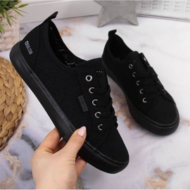 Niski čipkani tekstilni crni Big Star JJ274064 crna 1