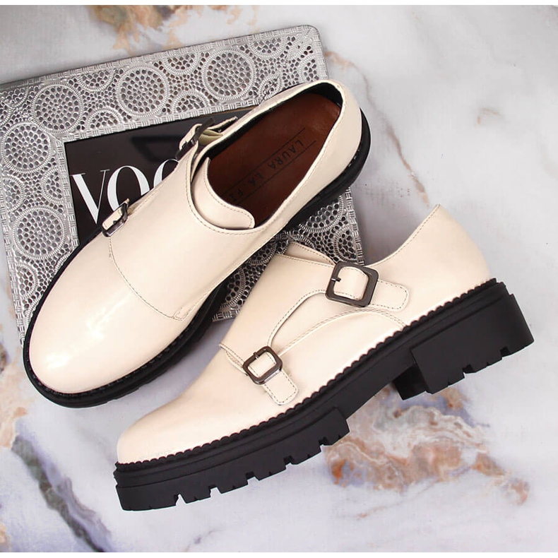 Cipele na platformi lakirane bež Laura La.Fi 1