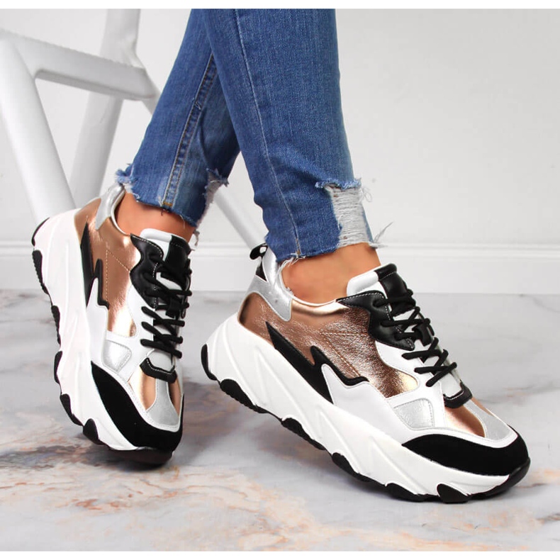 Ženske tenisice na bijelo-zlatnoj platformi Potocki bijela zlatni 1