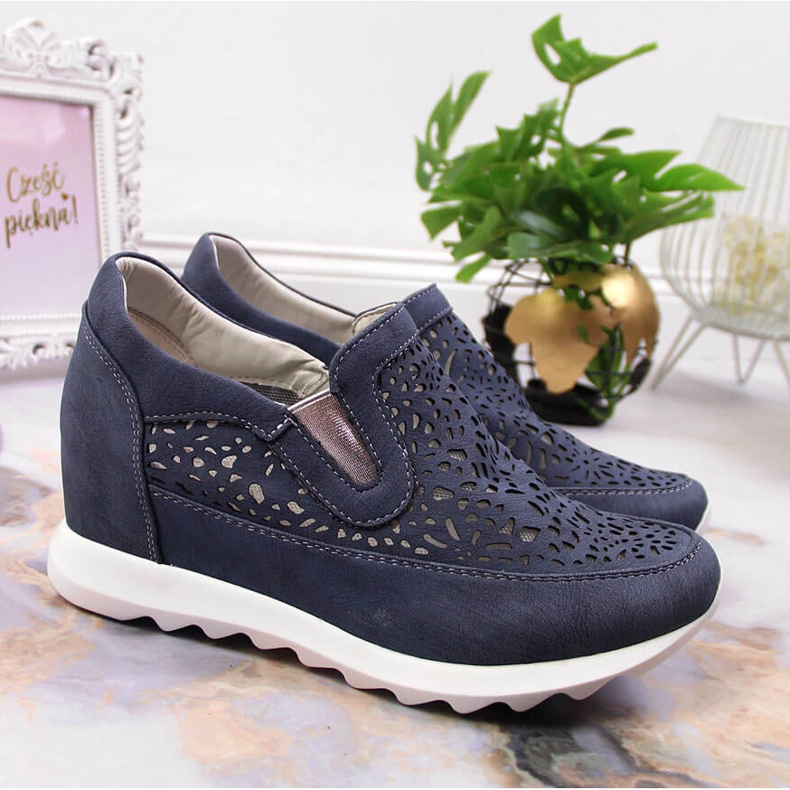 Ženske sportske cipele na klin plavi Jezzi 2