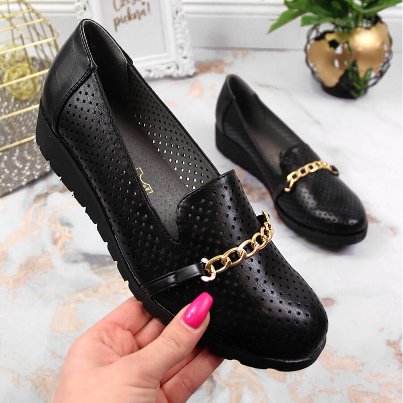 Ženske ažurne cipele s lančićem, crne Jezzi crna 1