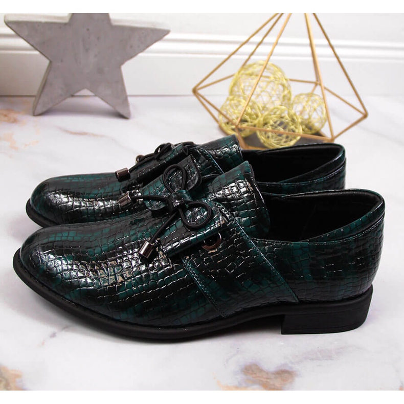 Green Jezzi lakirane ženske cipele s mašnom zelena 2