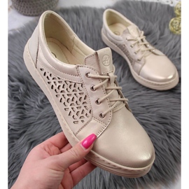 Udobne ženske cipele od kože, zlatni Helios 375 zlatna 1