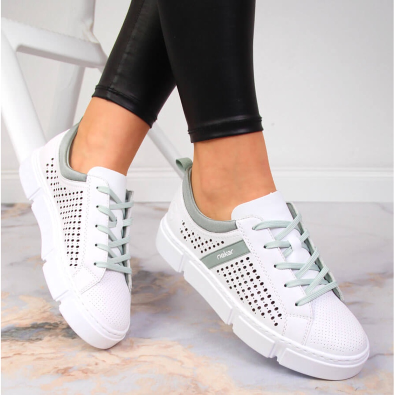 Ženske bijele kožne cipele Rieker N5950-80 bijela 1