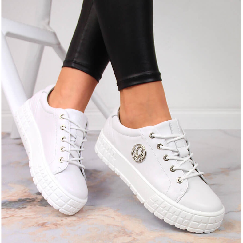 Ženske kožne cipele na platformu bijele Filippo bijela 1