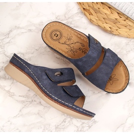 Udobne ženske tamnoplave čičak papuče eVento tamnoplava 2