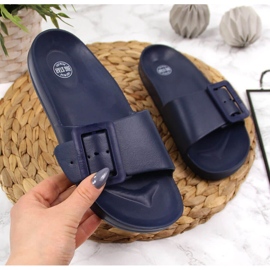 Ženske tamnoplave pjenaste papuče za plažu Big Star FF274A388 plava 2