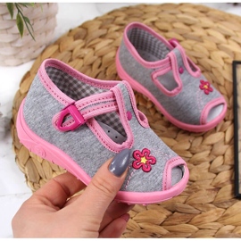 Djevojačke papuče, sandale, domaći sivi Nazo ružičasta siva 1